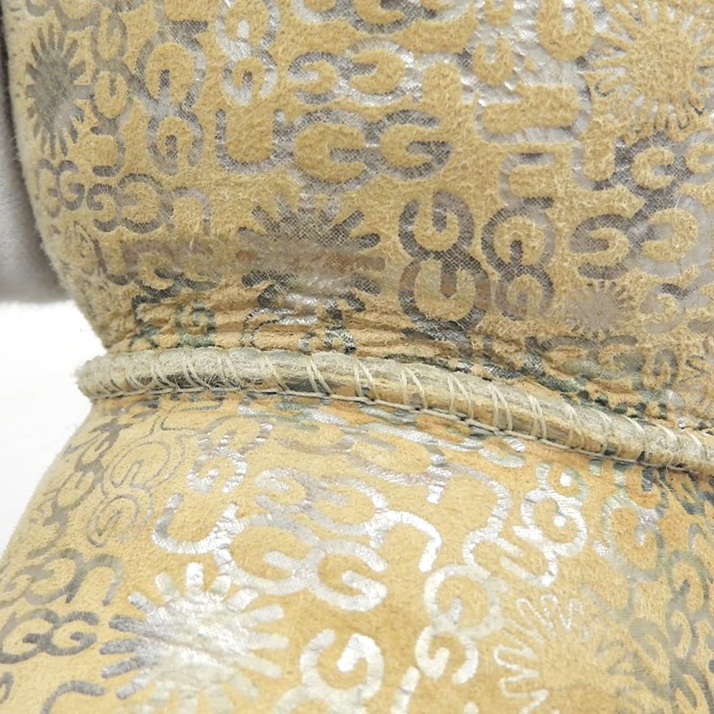 UGG アグ ロゴ クラシック ショート ブーツ レディース ベージュ×シルバー W6 シューズ