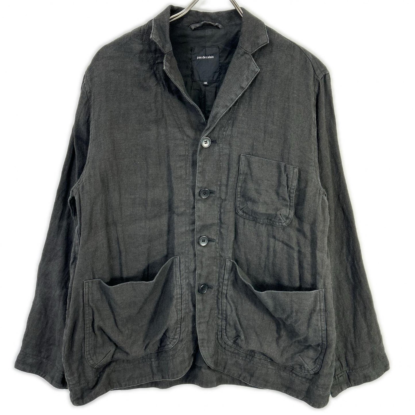 pas de calais パドカレ UL-2110 グレー リネンウール 製品染め ジャケット ジャケット
