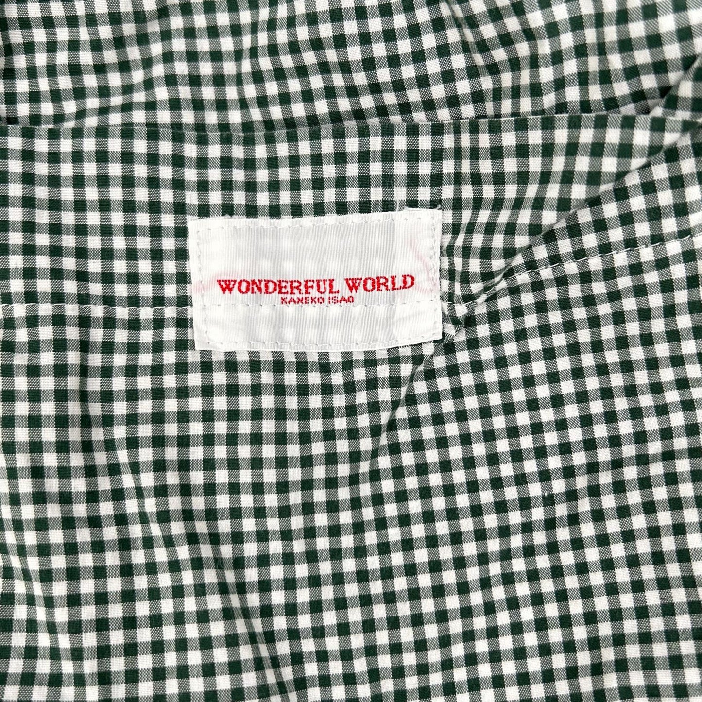 WONDERFUL WORLD ワンダフルワールド グリーン コットン ギンガムチェック ワンピース ワンピース