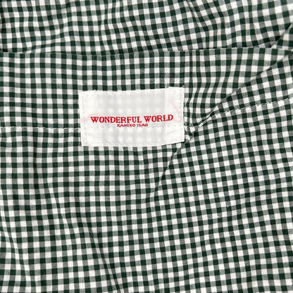 WONDERFUL WORLD ワンダフルワールド グリーン コットン ギンガムチェック ワンピース ワンピース
