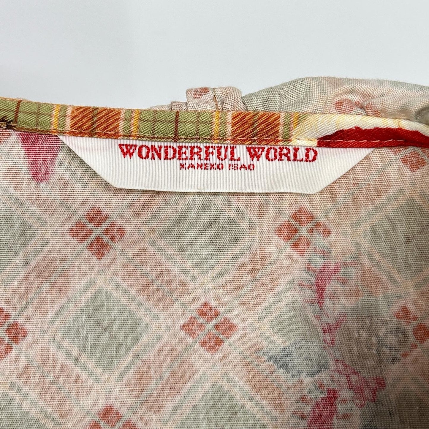 WONDERFUL WORLD ワンダフルワールド オレンジ コットン サンタクロース フード付 チェック ワンピース ワンピース