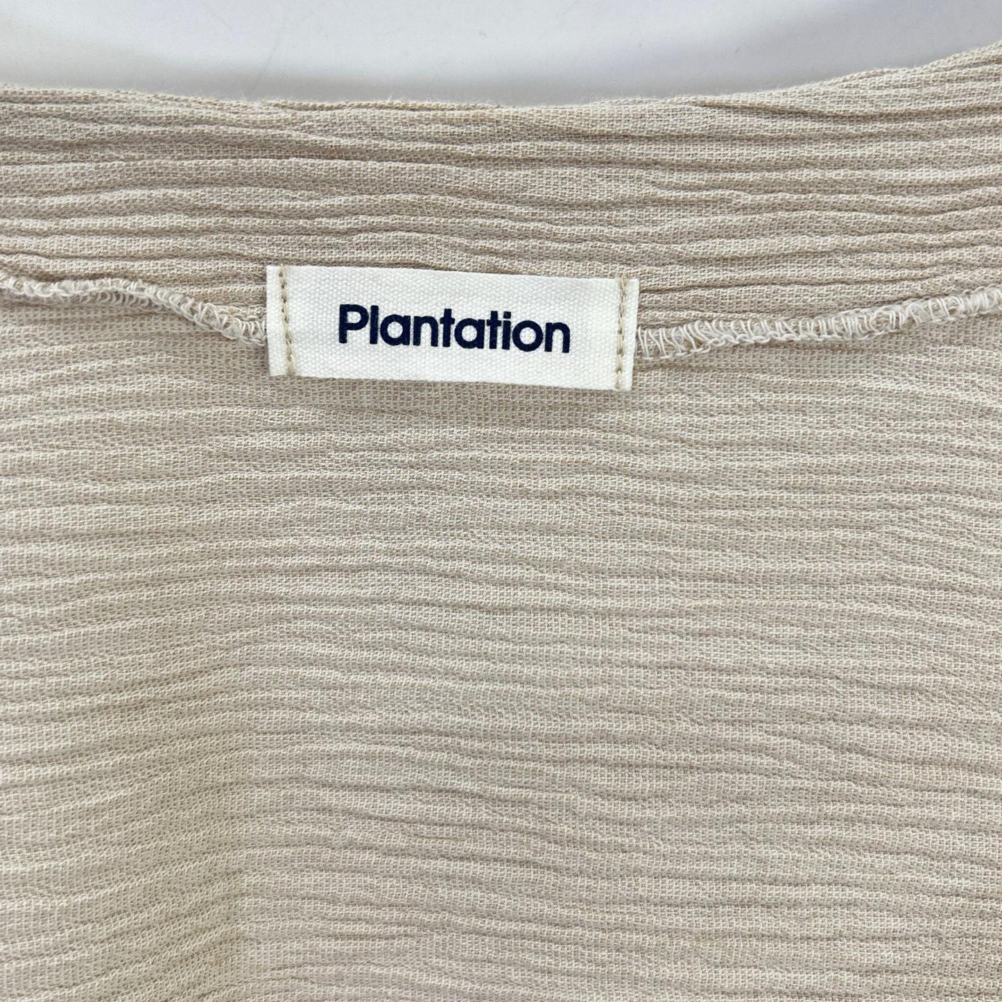 Plantation プランテーション PL21FP045 アイボリー コットン混 ノーカラー シャツワンピース ワンピース