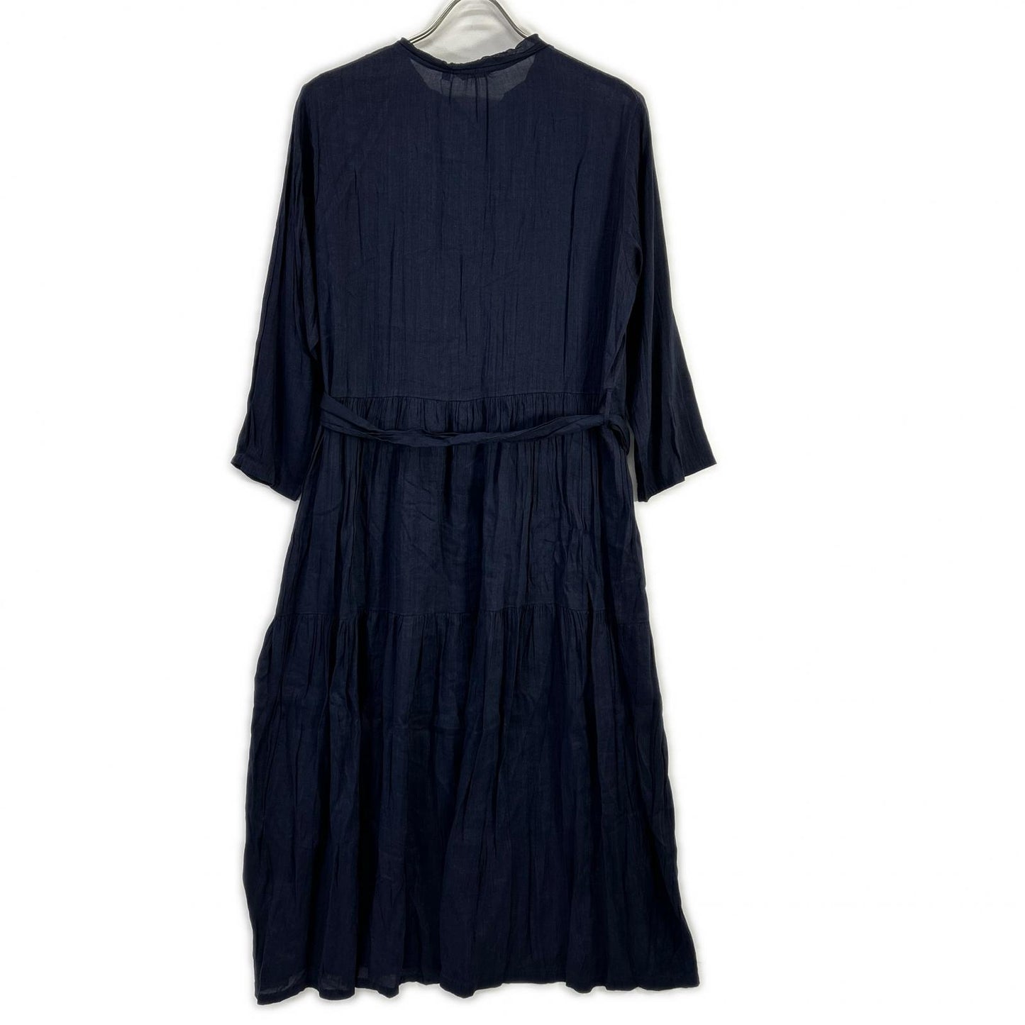 pas de calais パドカレ ネイビー リネンレーヨン ワンピース ワンピース