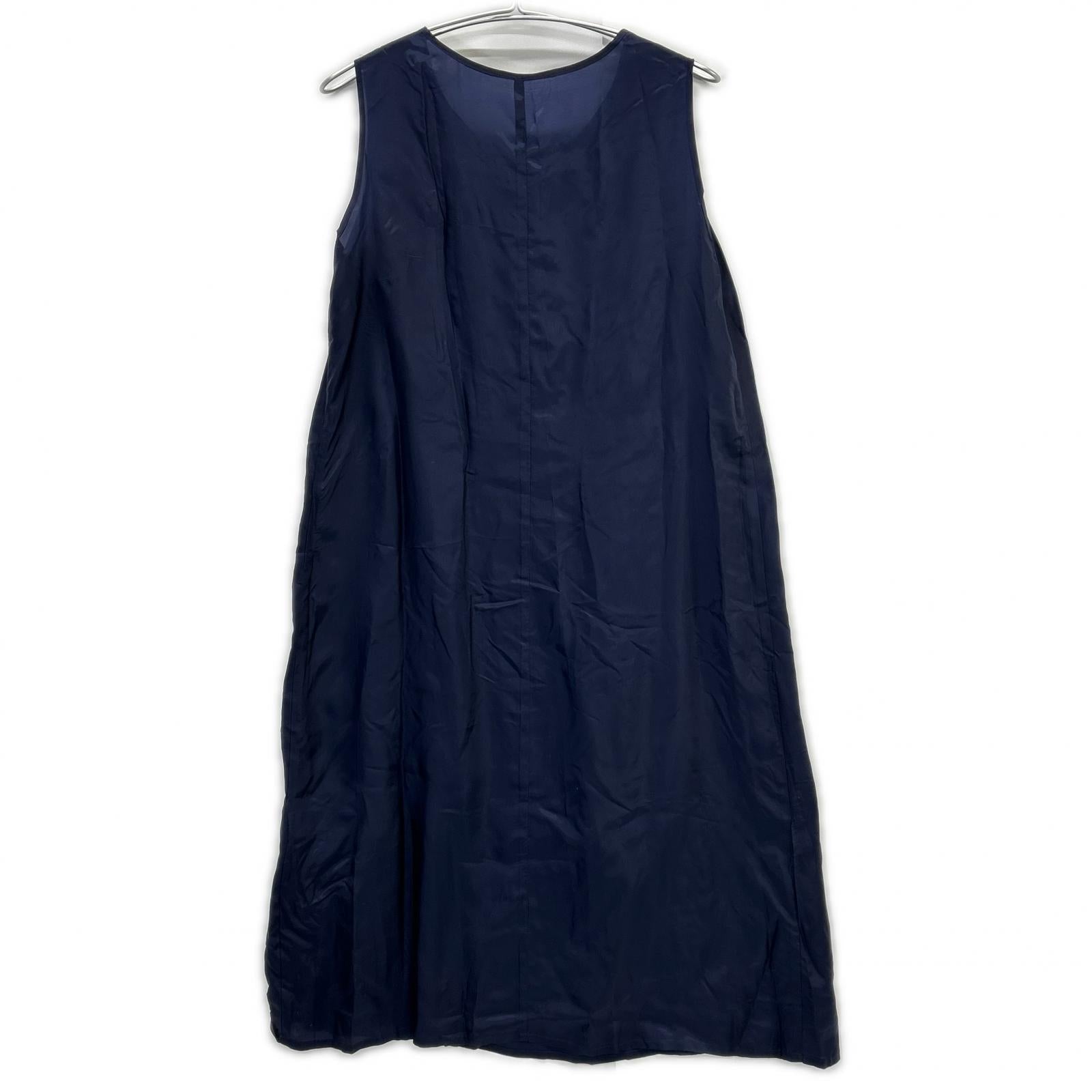 pas de calais パドカレ ネイビー リネンレーヨン ワンピース