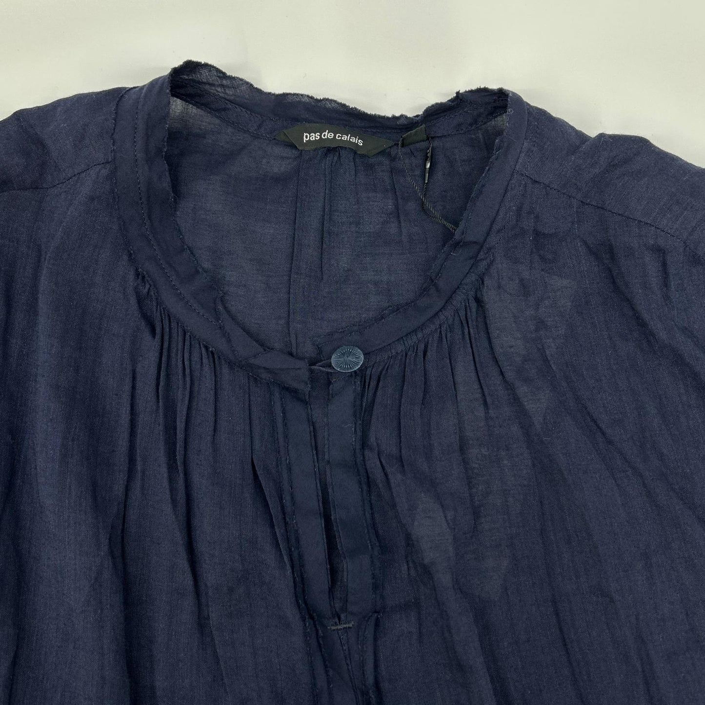 pas de calais パドカレ ネイビー リネンレーヨン ワンピース ワンピース