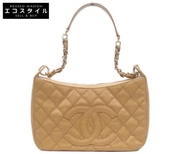 CHANEL シャネル 8番 A20993 ベージュ キャビアスキン マトラッセ ワンショルダーバッグ ショルダーバッグ
