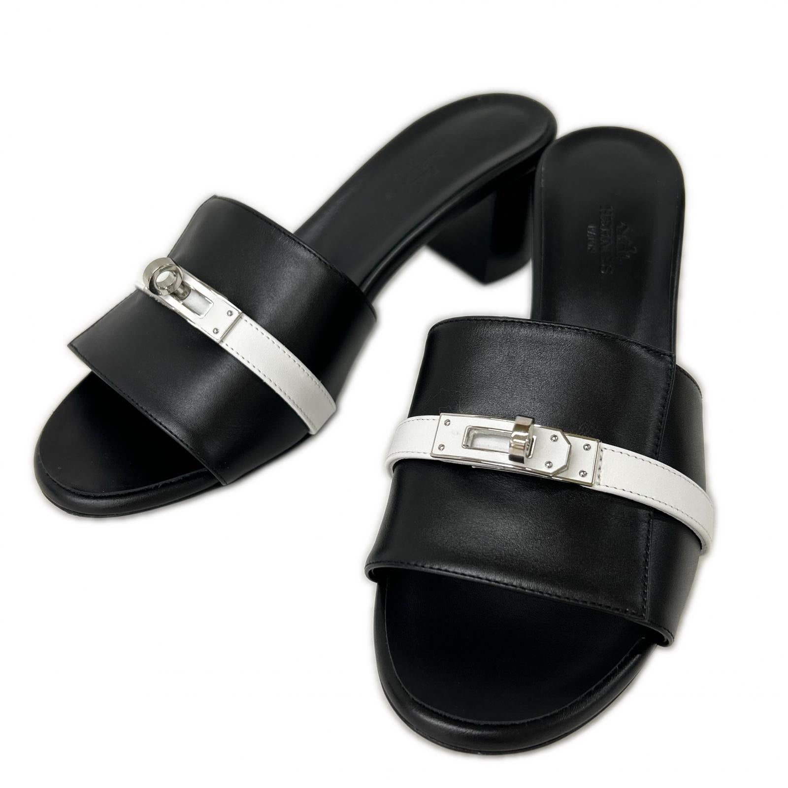 HERMES エルメス 【美品】4251022Z GIGI 50 ジジ50 ケリーバックル レザー サンダル シューズ