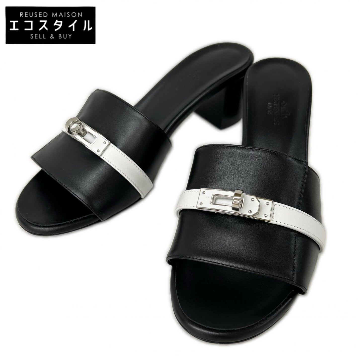 HERMES エルメス 【美品】4251022Z GIGI 50 ジジ50 ケリーバックル レザー サンダル シューズ