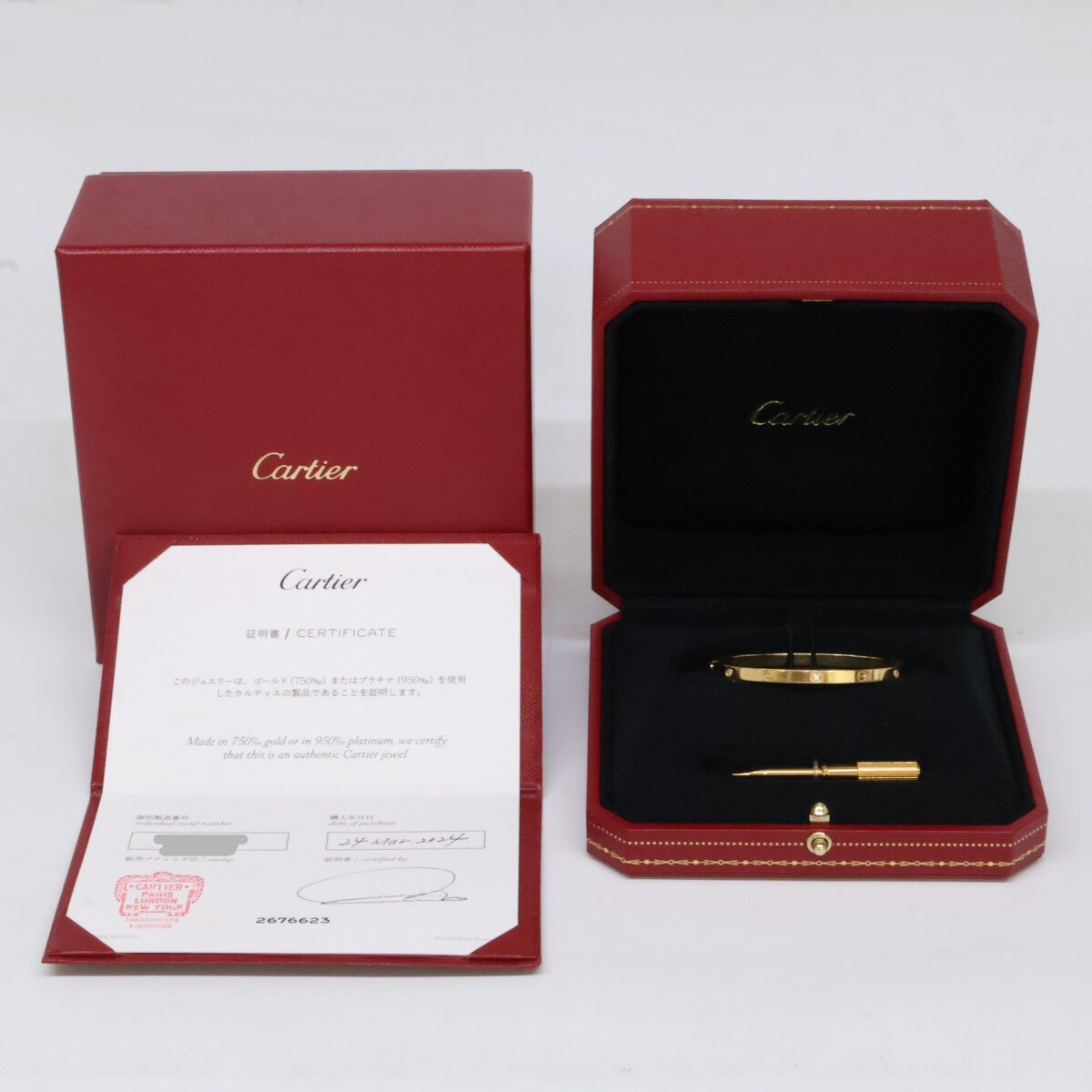 Cartier カルティエ 750YG ラブブレス 6Pダイヤ SM スモール ブレスレット