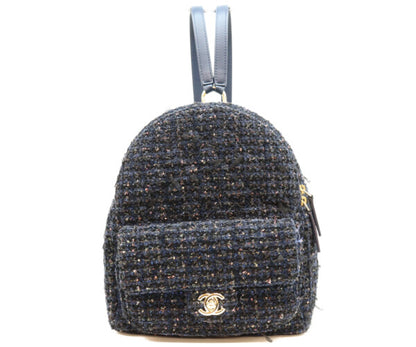 CHANEL シャネル 28番台 ネイビー ファンシーツイード ゴールド金具 ミニリュック バックパック リュック バックパック