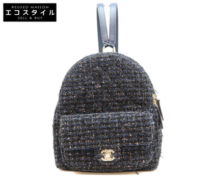 CHANEL シャネル 28番台 ネイビー ファンシーツイード ゴールド金具 ミニリュック バックパック リュック バックパック