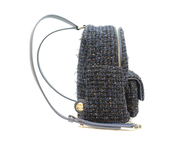 CHANEL シャネル 28番台 ネイビー ファンシーツイード ゴールド金具 ミニリュック バックパック リュック バックパック