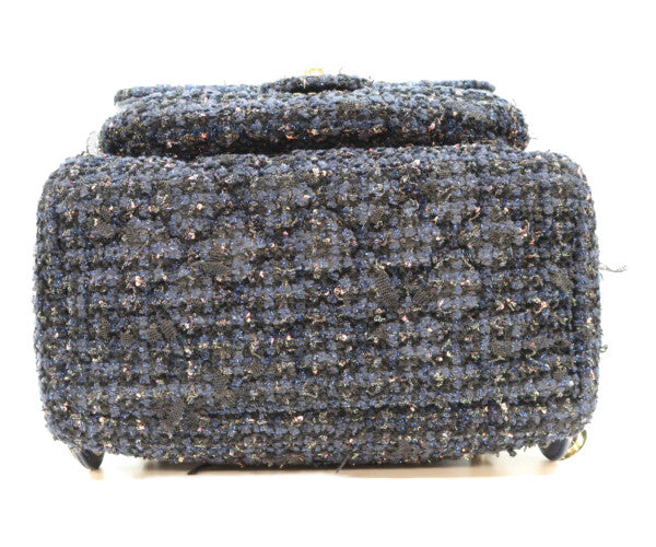 CHANEL シャネル 28番台 ネイビー ファンシーツイード ゴールド金具 ミニリュック バックパック リュック バックパック