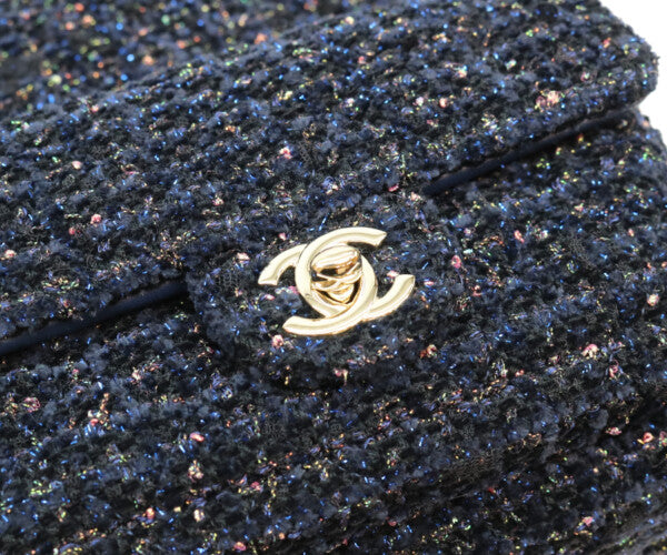 CHANEL シャネル 28番台 ネイビー ファンシーツイード ゴールド金具 ミニリュック バックパック リュック バックパック