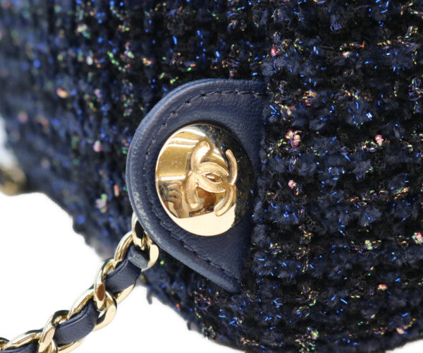CHANEL シャネル 28番台 ネイビー ファンシーツイード ゴールド金具 ミニリュック バックパック リュック バックパック