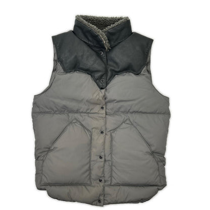Rocky Mountain Featherbed ロッキーマウンテンフェザーベッド Gray MADE IN JAPAN Down Vest with Leather Yoke Vest