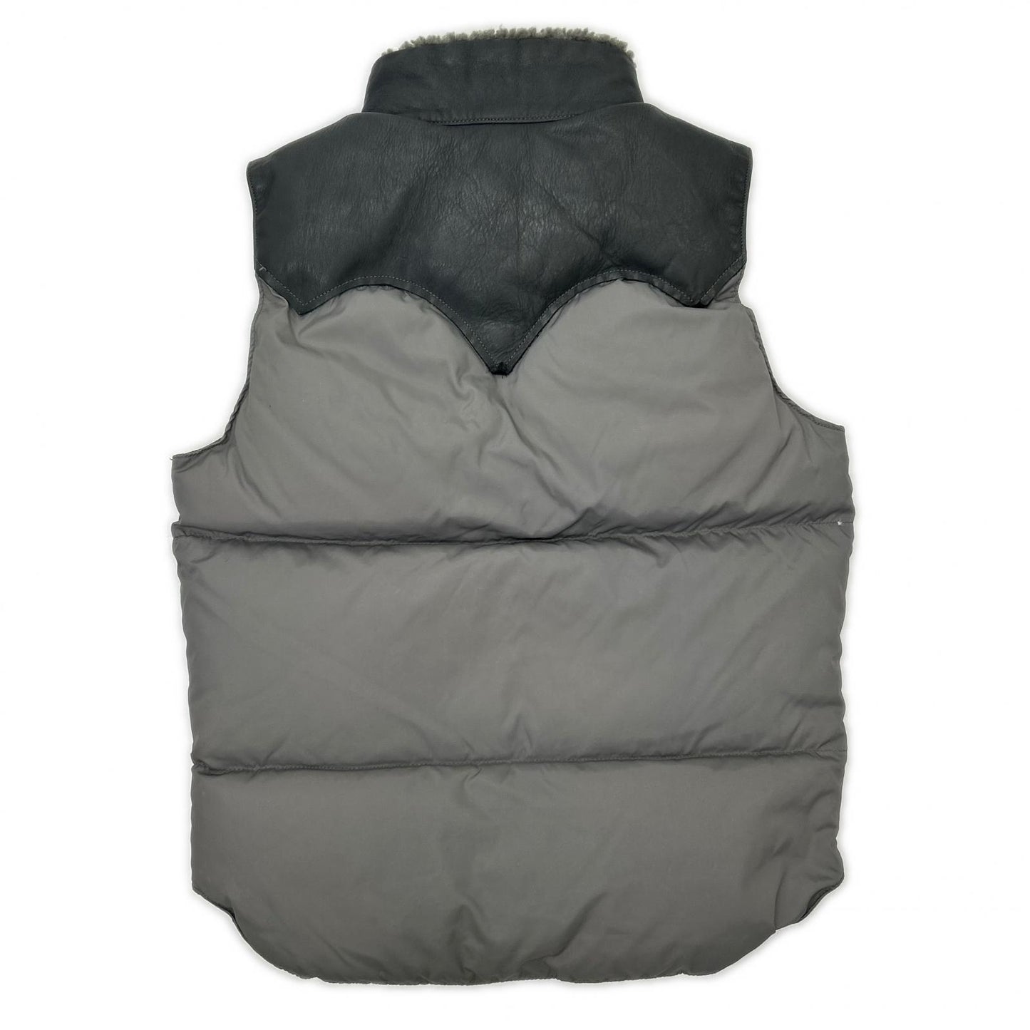 Rocky Mountain Featherbed ロッキーマウンテンフェザーベッド グレー MADE IN JAPAN レザーヨーク付きダウンベスト ベスト