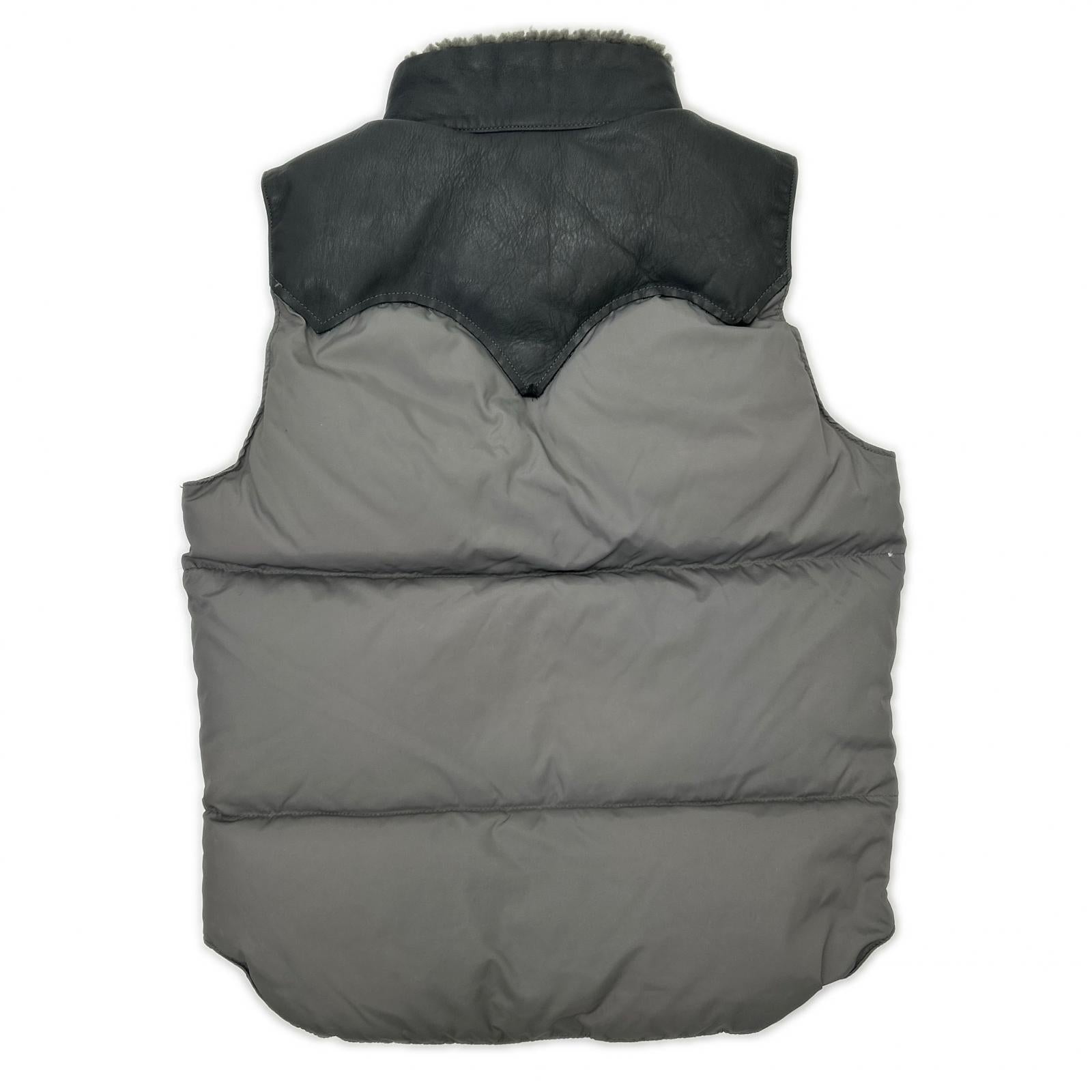 Rocky Mountain Featherbed ロッキーマウンテンフェザーベッド グレー MADE IN JAPAN レザーヨーク付きダウンベスト ベスト