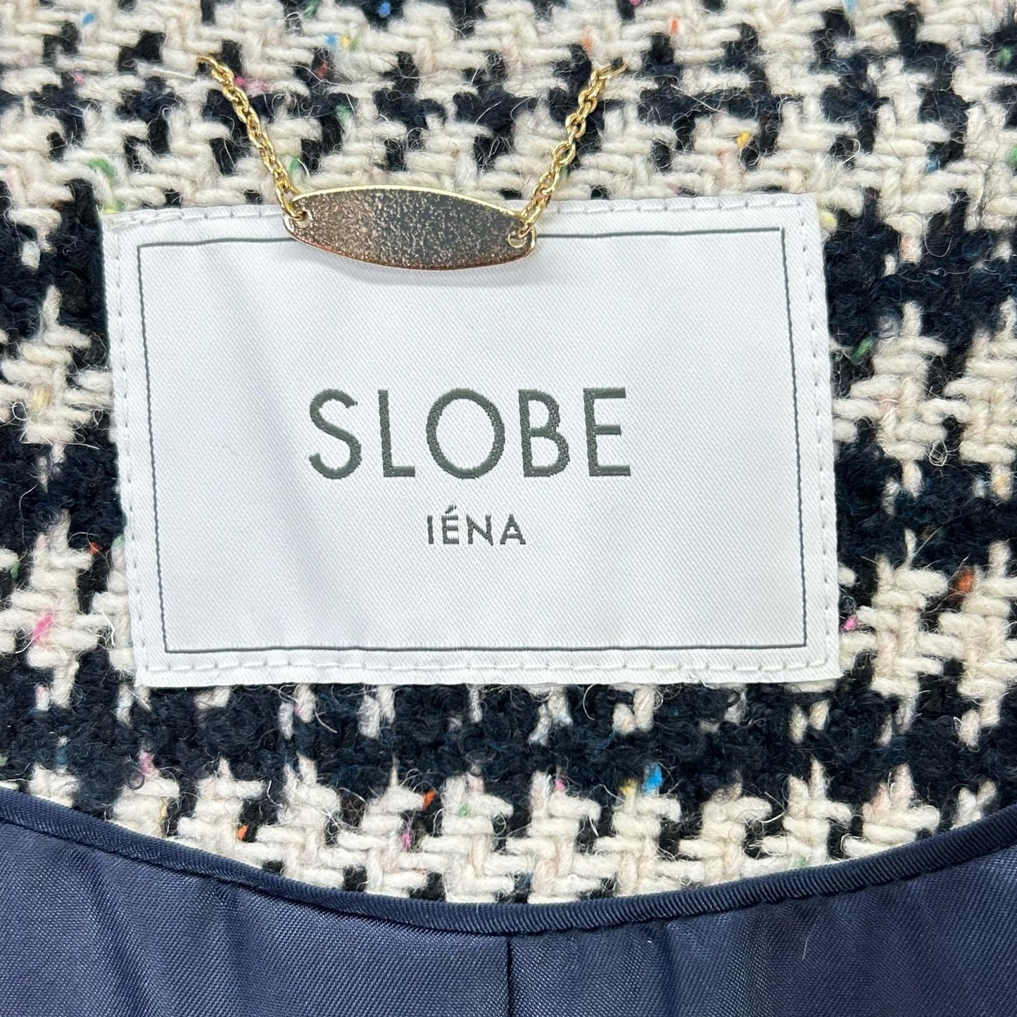 SLOBE IENA スローブイエナ アイボリー×ブラック ウール混 ロングコート コート