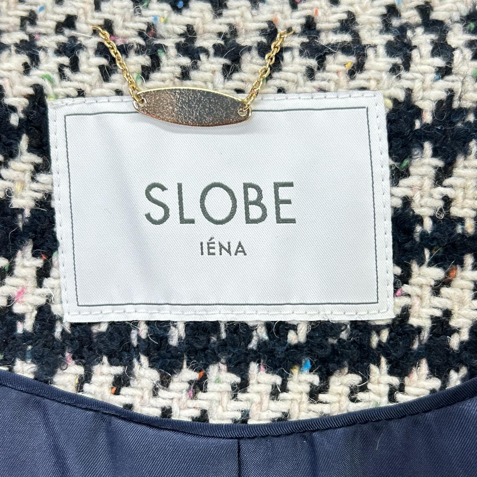 SLOBE IENA スローブイエナ アイボリー×ブラック ウール混 ロングコート コート