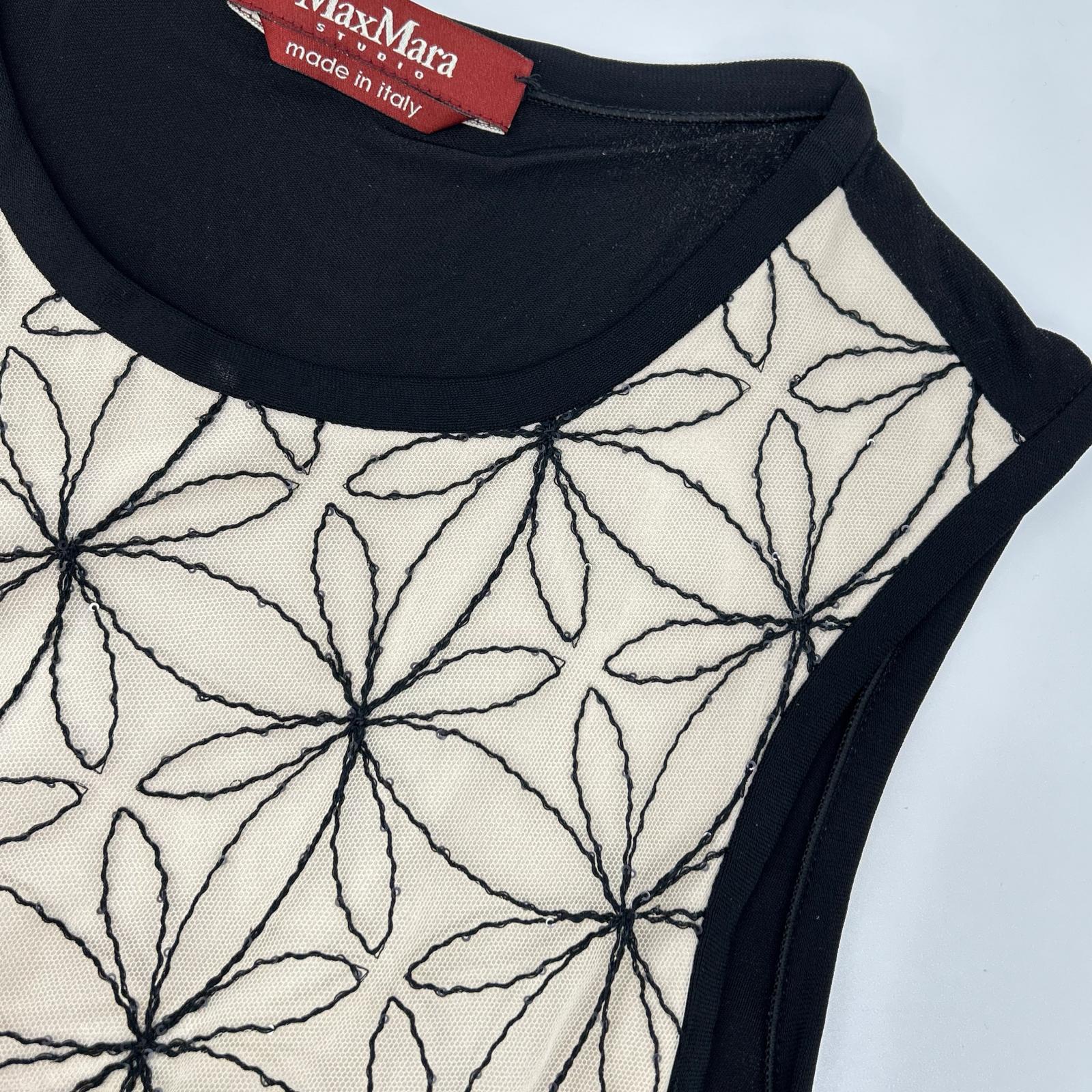 MAXMARA STUDIO マックスマーラスタジオ ブラック 花柄刺繍 ノースリーブ ワンピース ワンピース
