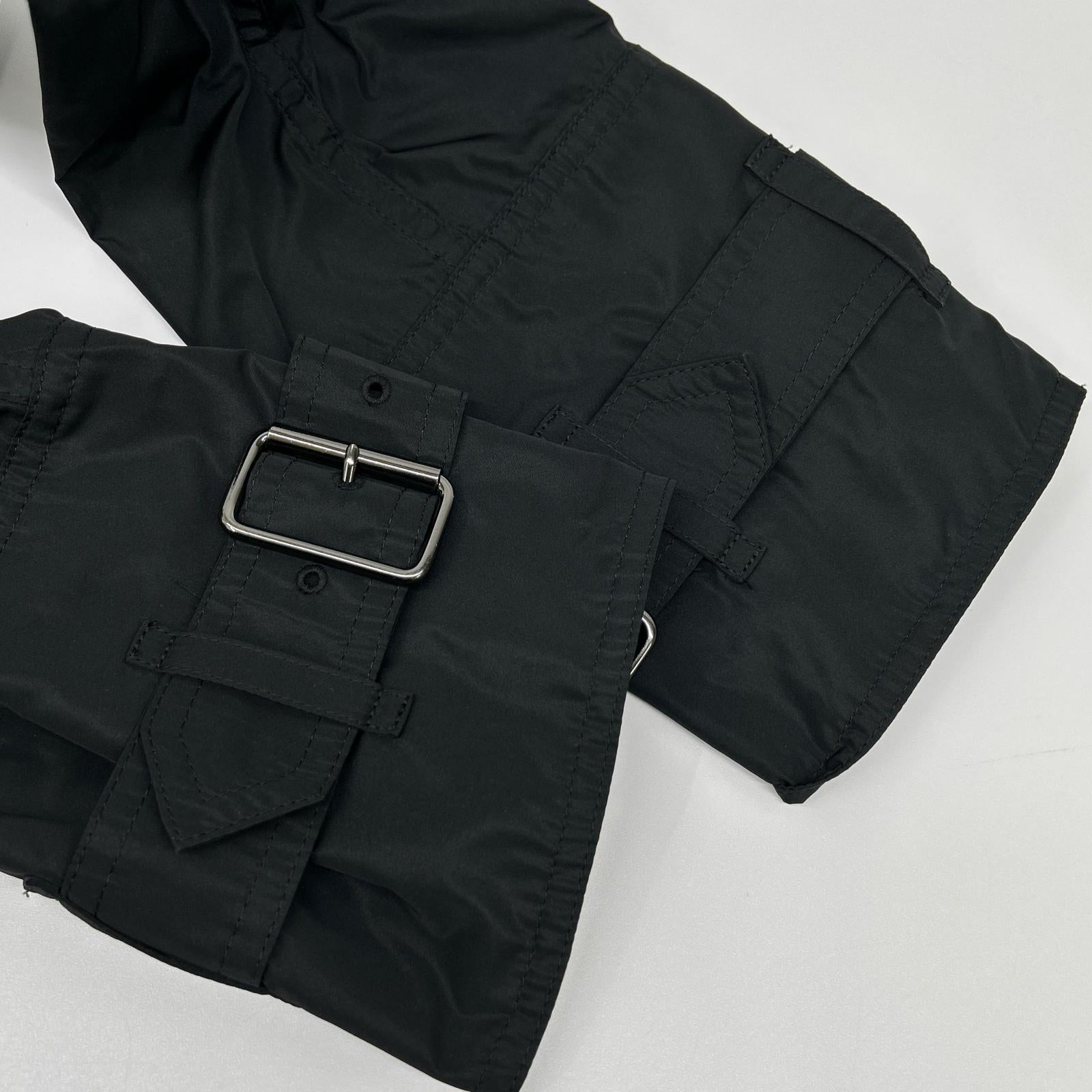 BURBERRY バーバリー ブラック 一部チェック ナイロン ハーフトレンチコート コート
