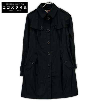 BURBERRY バーバリー ブラック 一部チェック ナイロン ハーフトレンチコート コート