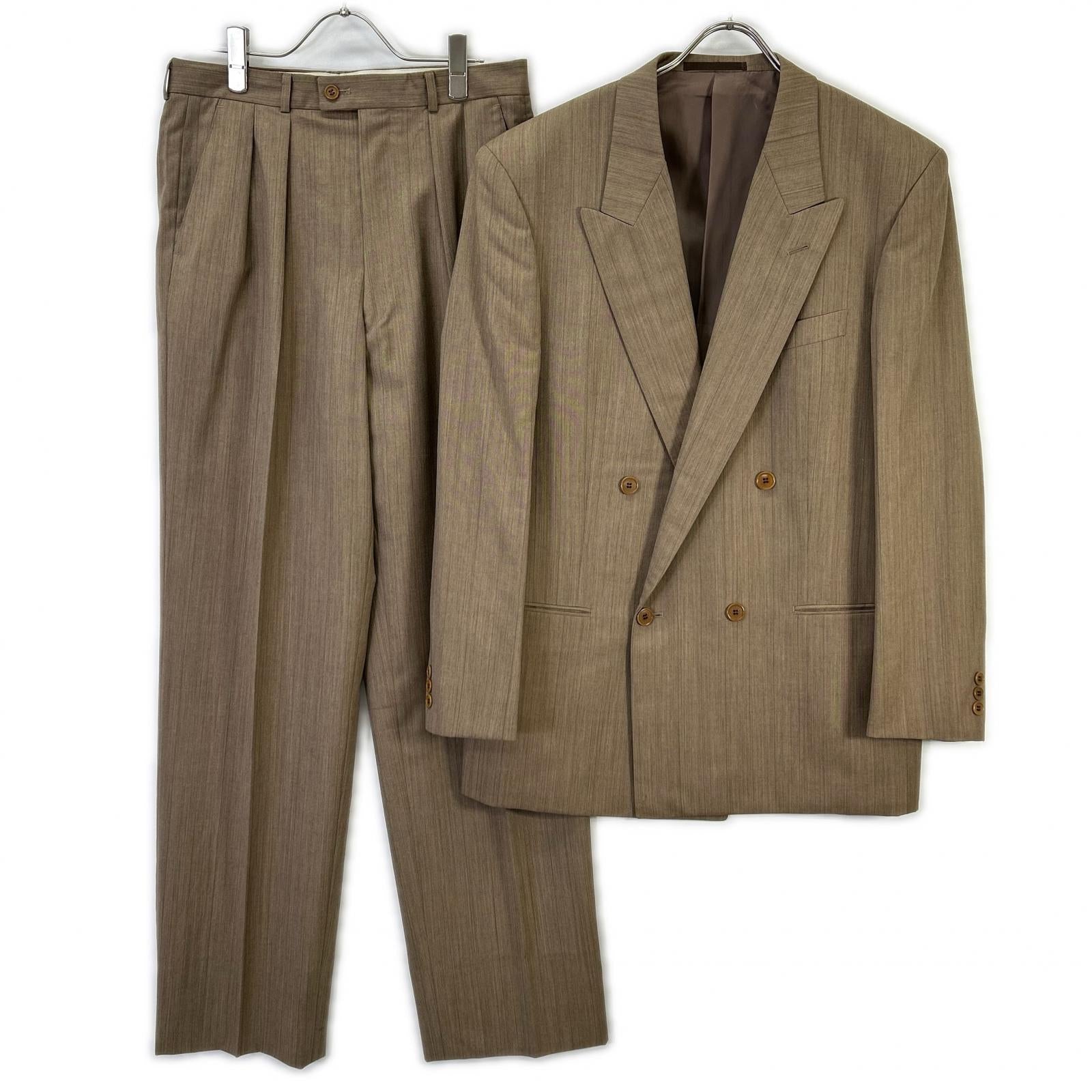 PaulSmith ポールスミス 【ロンドン】ベージュ PS160 ウール マルチストライプ 4B ダブル スーツ スーツ セットアップ