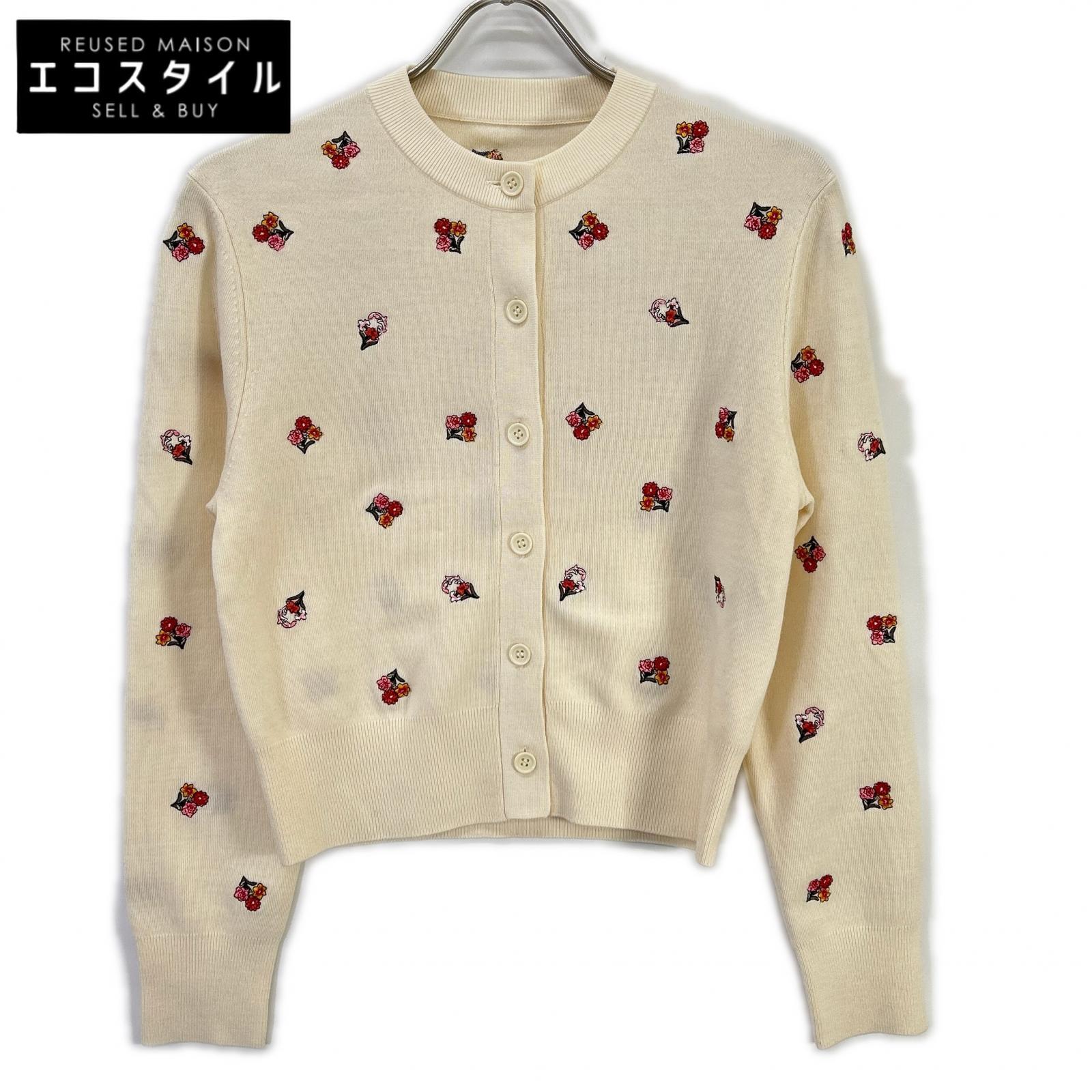 Loulou Willoughby ルルウィルビー アイボリー フラワーシシュウカーディガン トップス