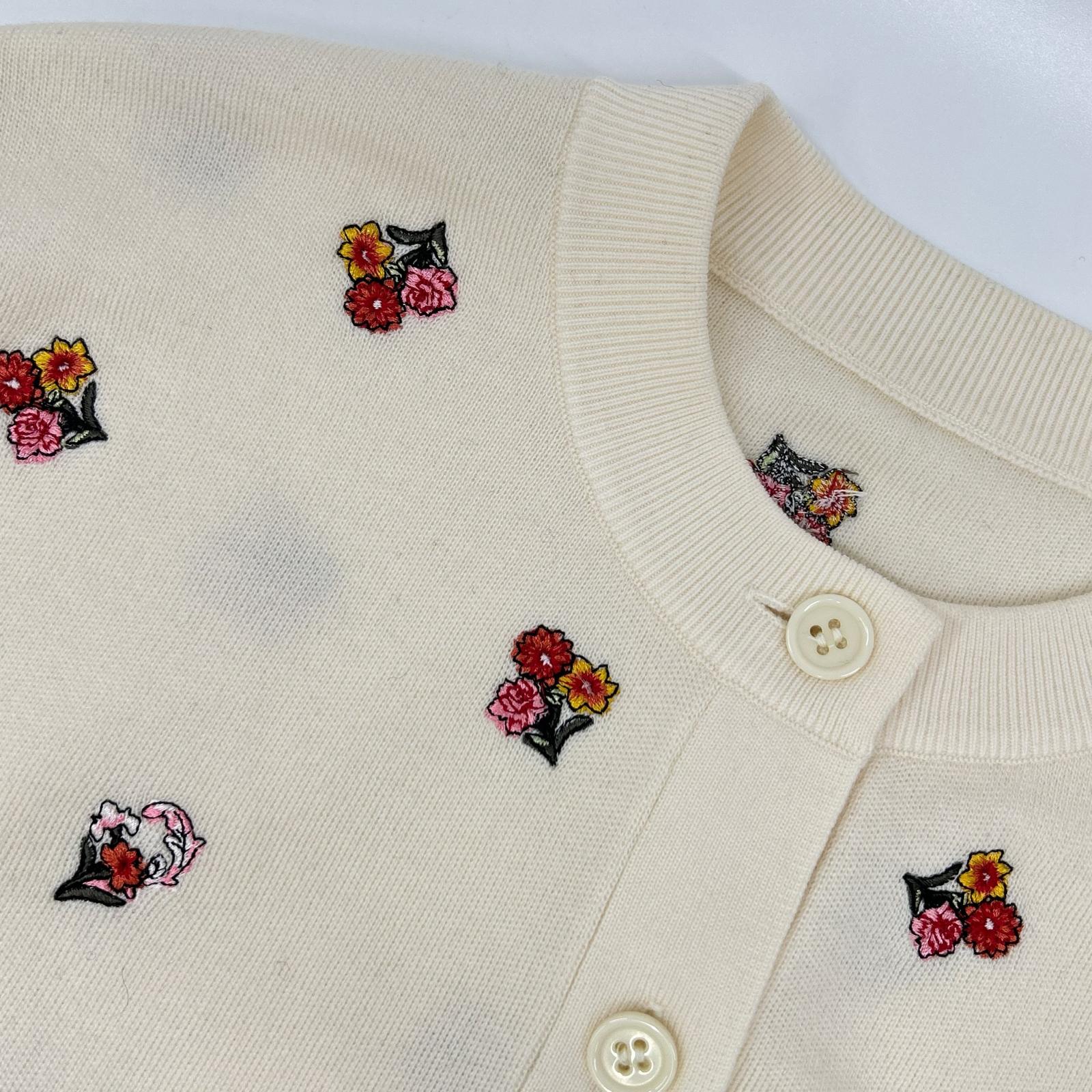 Loulou Willoughby ルルウィルビー アイボリー フラワーシシュウカーディガン トップス