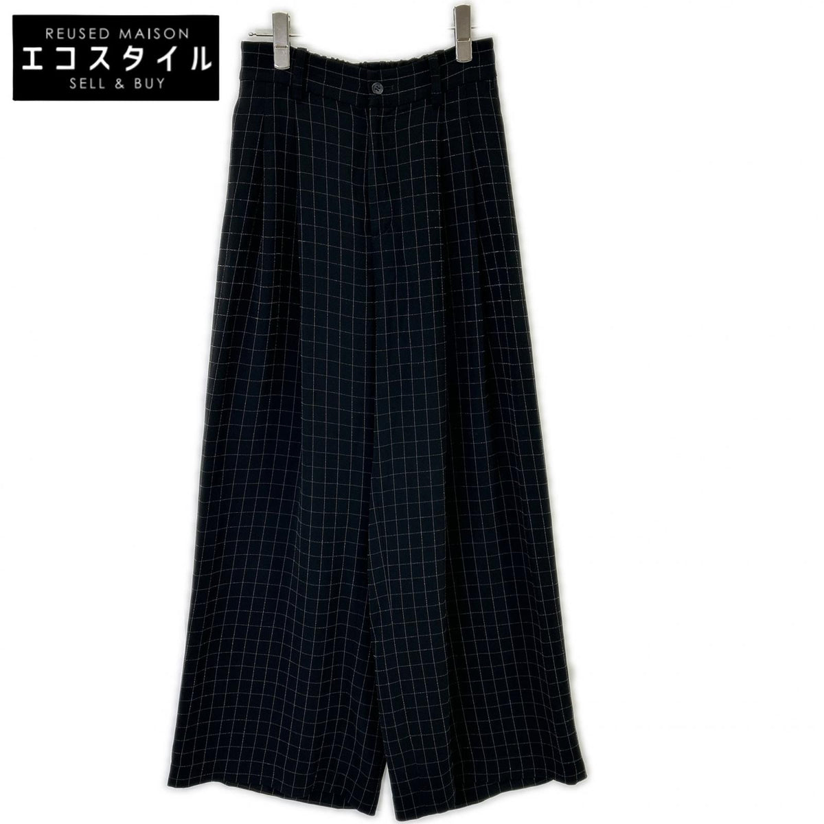 SOV. Double Standard Clothing 2025 black windowpane-check wide-leg pants