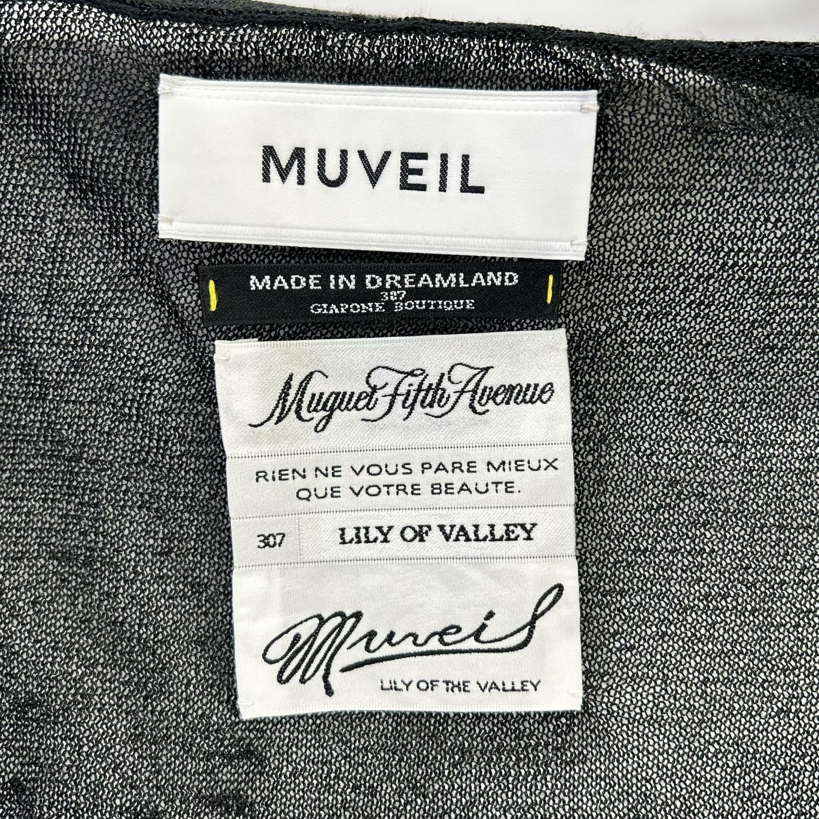 MUVEIL ミュベール MA252KCD001 ブラック フラワーボタンカーディガン トップス
