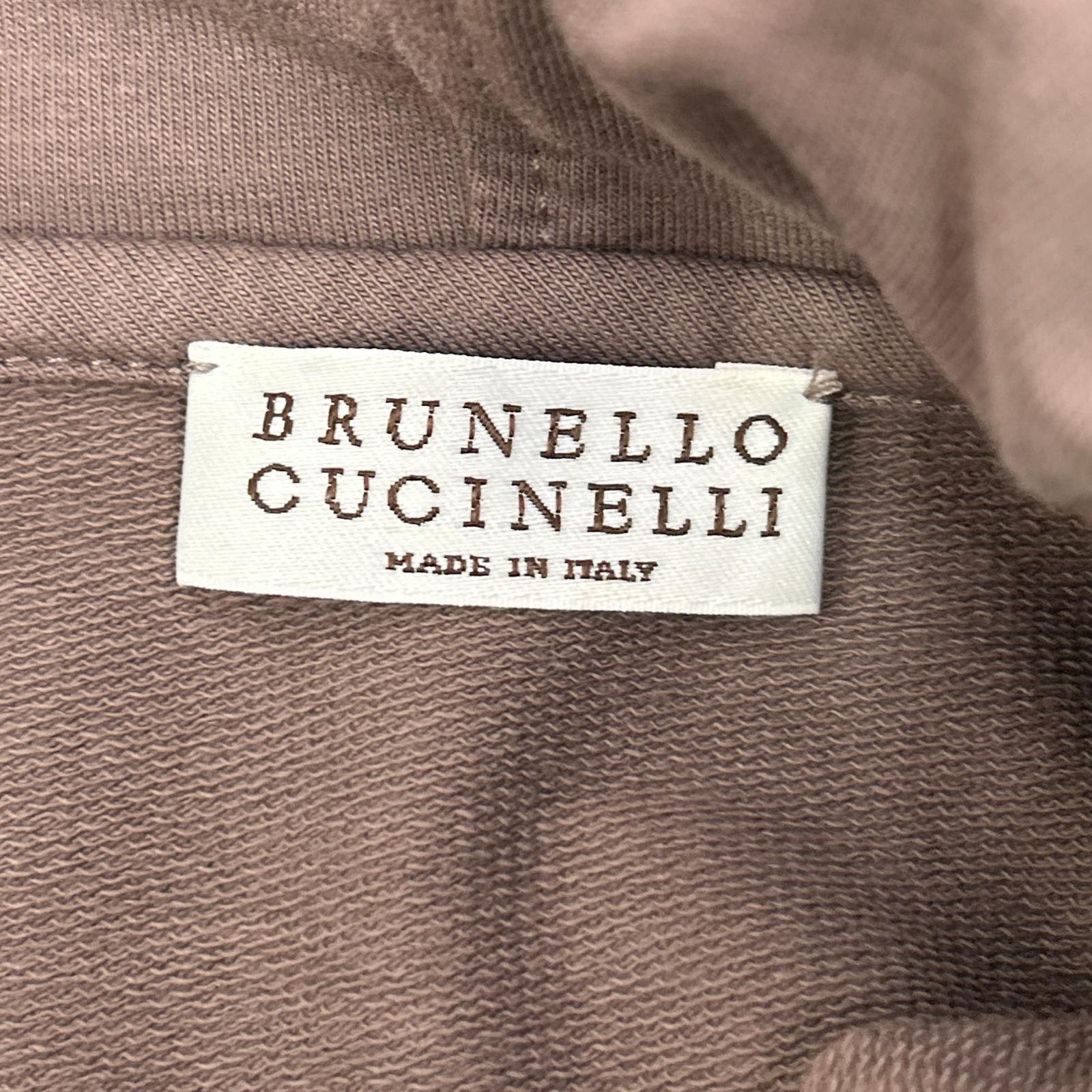 BRUNELLO CUCINELLI ブルネロクチネリ 23年 ブラウン クロップド モニーレ スウェットフーディープルオーバー トップス