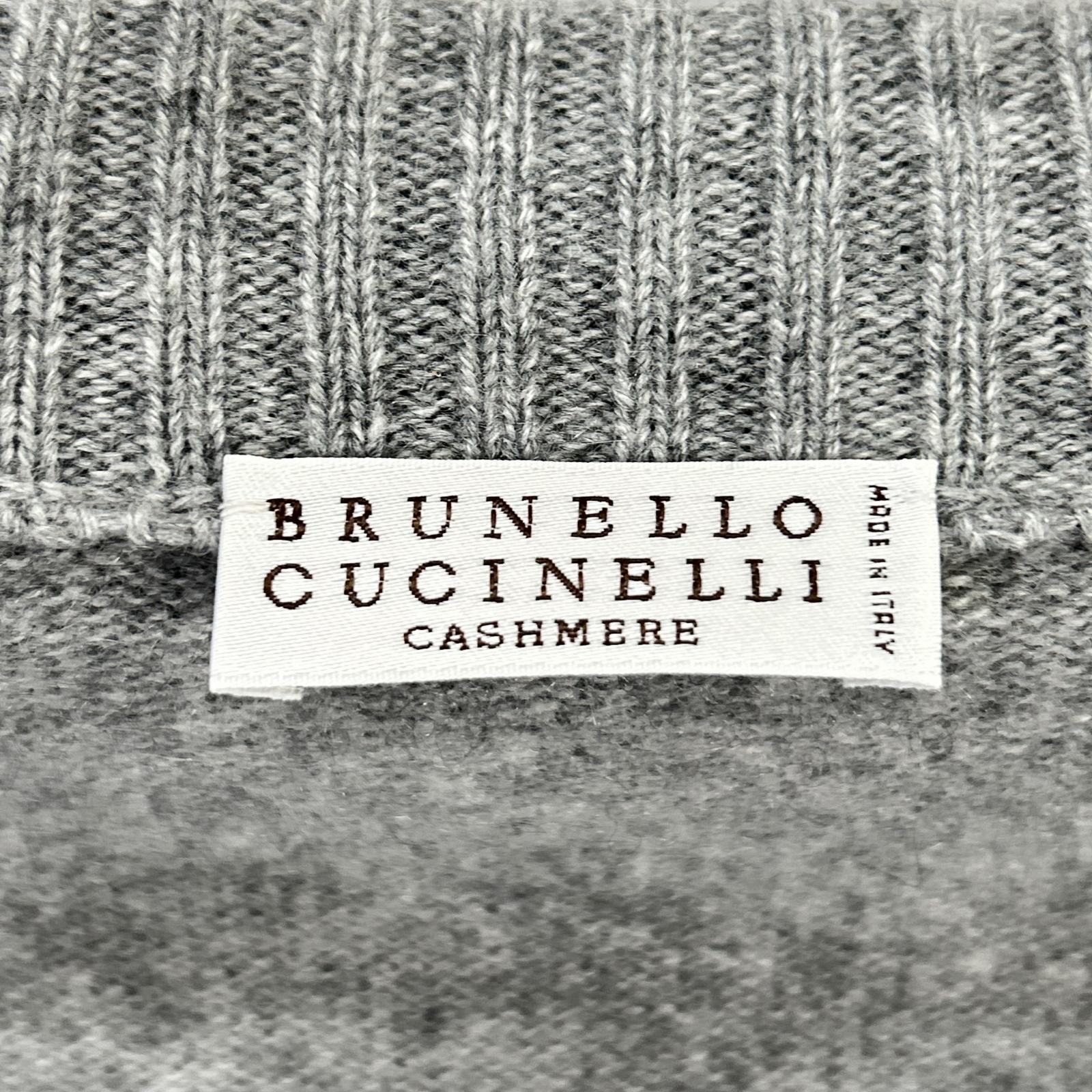 BRUNELLO CUCINELLI ブルネロクチネリ グレー カシミヤ マリンストライプ モニリディティール ロングリブカーディガン トップス