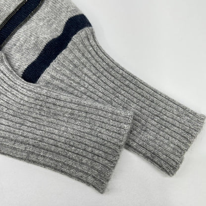 BRUNELLO CUCINELLI ブルネロクチネリ グレー カシミヤ マリンストライプ モニリディティール ロングリブカーディガン トップス