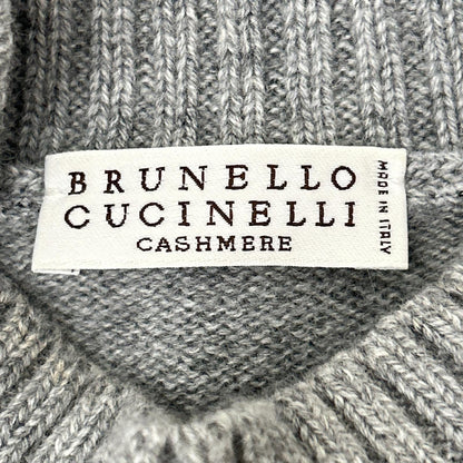 BRUNELLO CUCINELLI ブルネロクチネリ グレー カシミヤ マリンストライプ モニリディティール ノースリーブニットトップス トップス