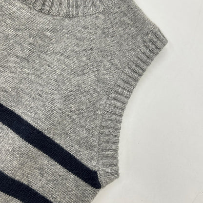 BRUNELLO CUCINELLI ブルネロクチネリ グレー カシミヤ マリンストライプ モニリディティール ノースリーブニットトップス トップス