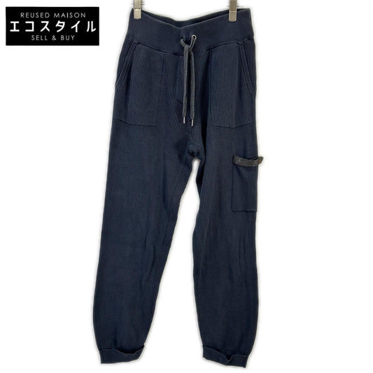BRUNELLO CUCINELLI ブルネロクチネリ LAK1658937 23年 ネイビー コットン モニーレ リブ編みニットパンツ ボトムス