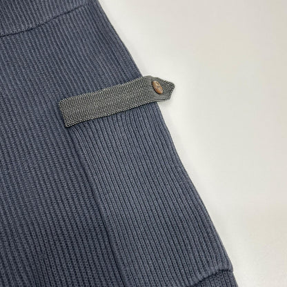 BRUNELLO CUCINELLI ブルネロクチネリ LAK1658937 23年 ネイビー コットン モニーレ リブ編みニットパンツ ボトムス