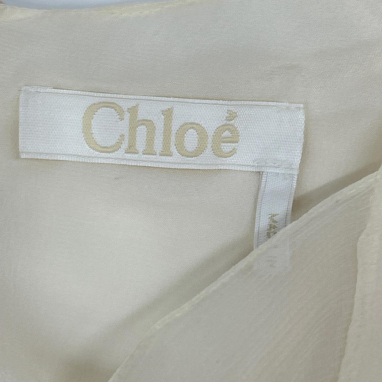 Chloe クロエ ピンクベージュ シルク レースデザインキャミソールワンピース ワンピース