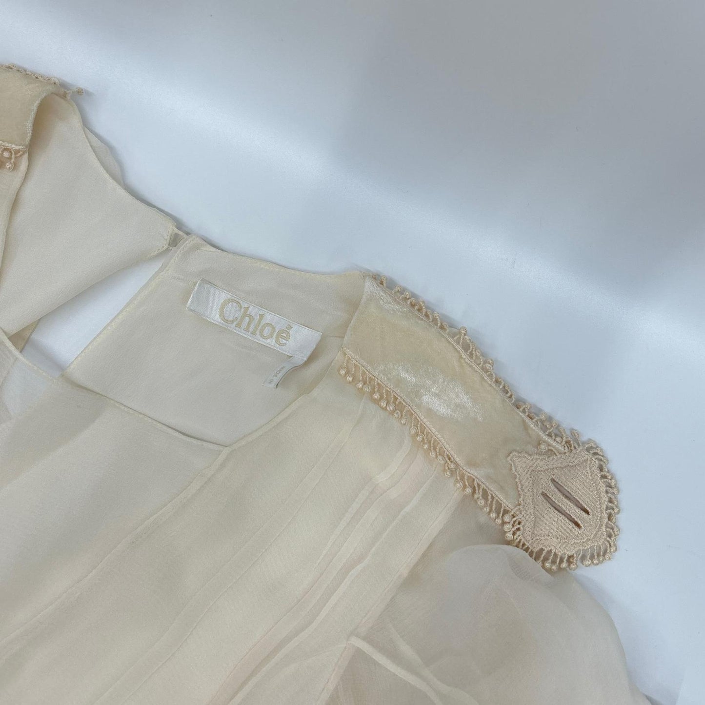 Chloe クロエ ピンクベージュ シルク レースデザインキャミソールワンピース ワンピース