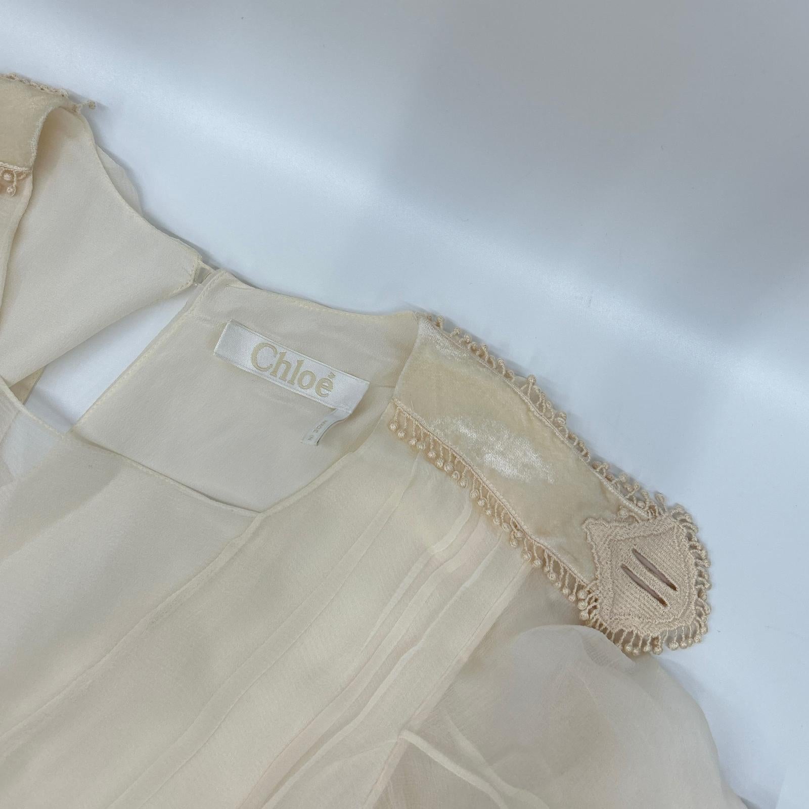 Chloe クロエ ピンクベージュ シルク レースデザインキャミソールワンピース ワンピース