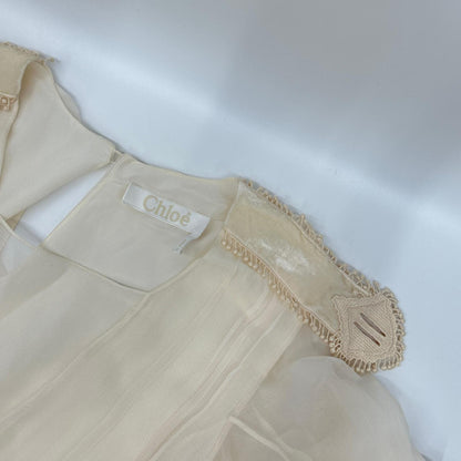 Chloe クロエ ピンクベージュ シルク レースデザインキャミソールワンピース ワンピース