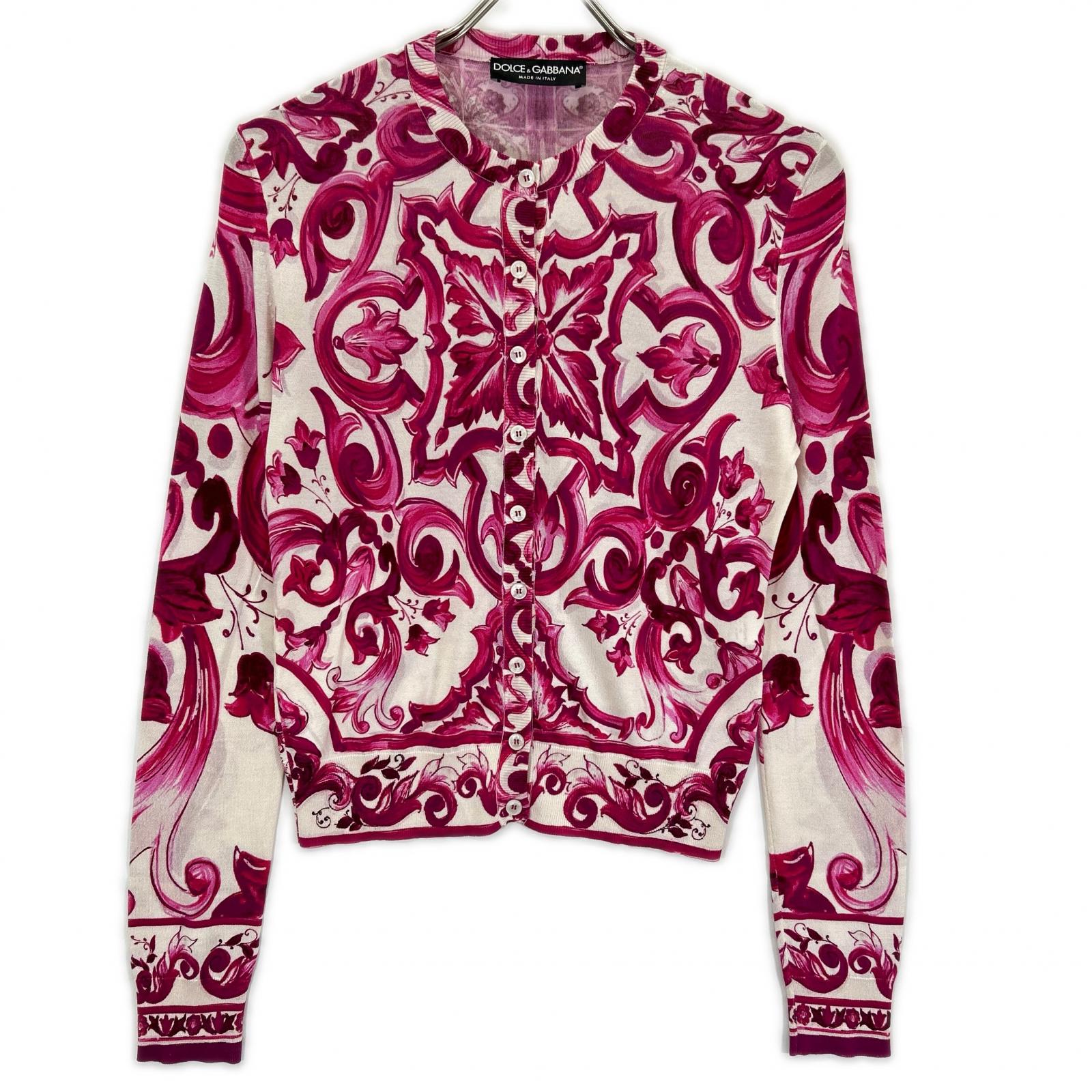 DOLCE&GABBANA ドルチェアンドガッバーナ 【国内正規】FXL28T マヨルカプリント シルク100％ ニット カーディガン トップス