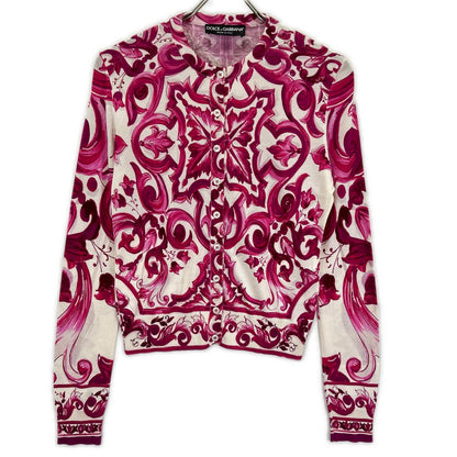 DOLCE&GABBANA ドルチェアンドガッバーナ 【国内正規】FXL28T マヨルカプリント シルク100％ ニット カーディガン トップス