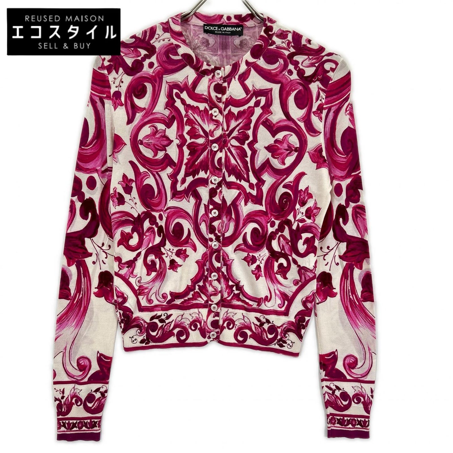 DOLCE&GABBANA ドルチェアンドガッバーナ 【国内正規】FXL28T マヨルカプリント シルク100％ ニット カーディガン トップス
