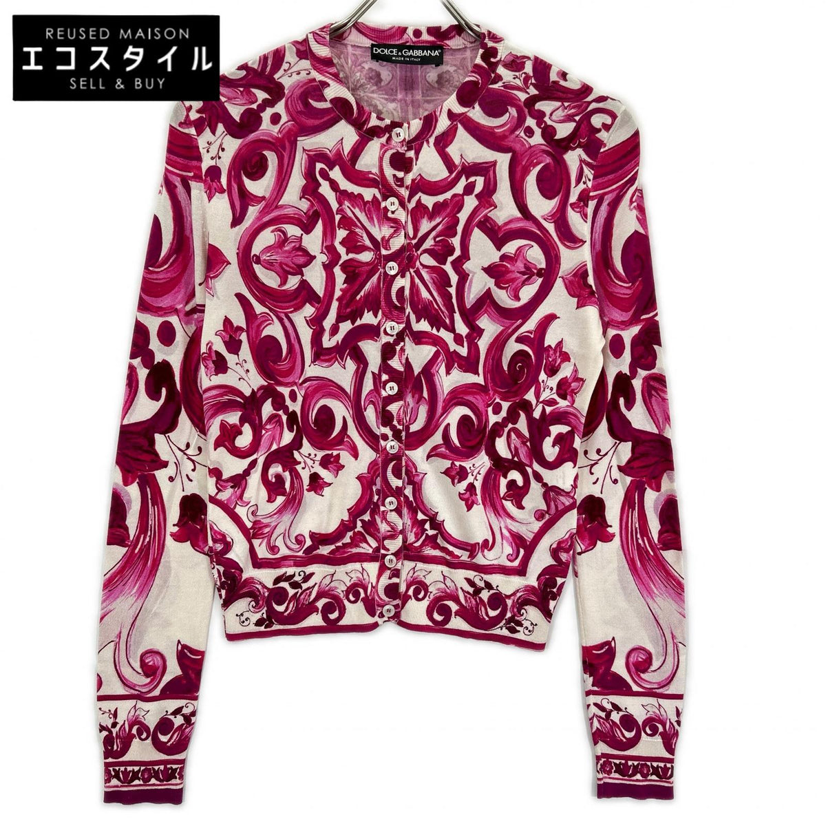 DOLCE&GABBANA ドルチェアンドガッバーナ 【国内正規】FXL28T マヨルカプリント シルク100％ ニット カーディガン トップス