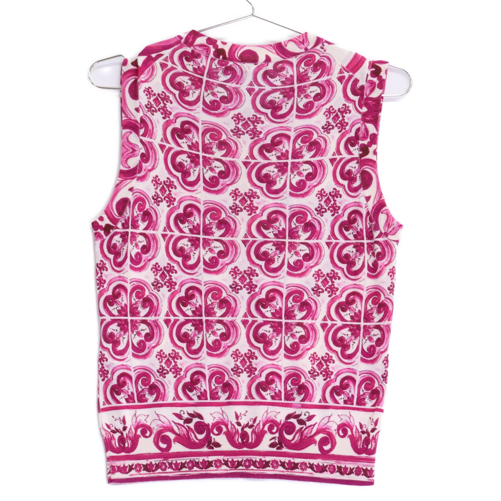 DOLCE&GABBANA ドルチェアンドガッバーナ 【美品/国内正規】FXL29T マヨルカプリント シルク100％ ノースリーブ ニットセーター トップス