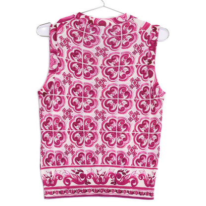 DOLCE&GABBANA ドルチェアンドガッバーナ 【美品/国内正規】FXL29T マヨルカプリント シルク100％ ノースリーブ ニットセーター トップス