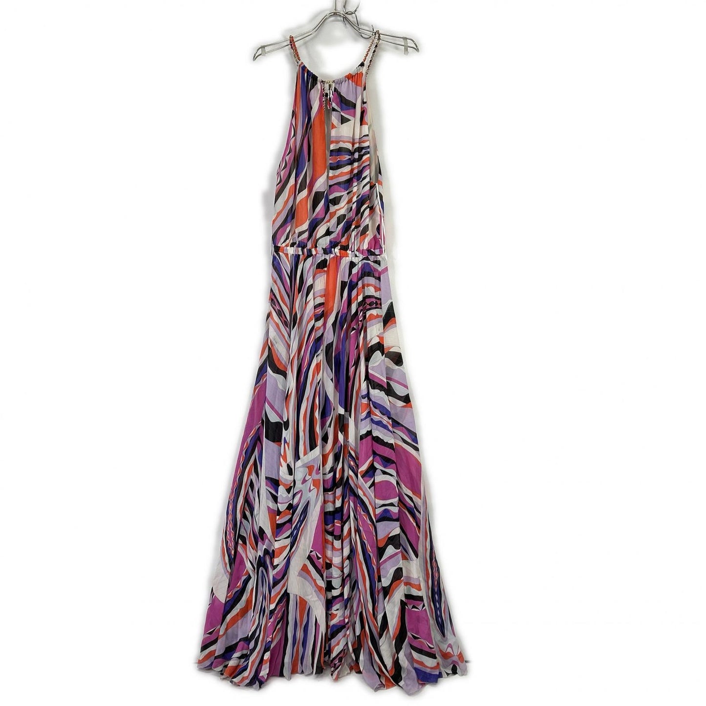 EMILIO PUCCI エミリオプッチ パープル系 総柄 チェーンベルト付きノースリーブ ワンピース ワンピース